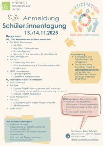 Mehr über den Artikel erfahren Macht gern Werbung für unsere Schüler:innentagung am 13./14.11.2025 an der IGS Oyten!!